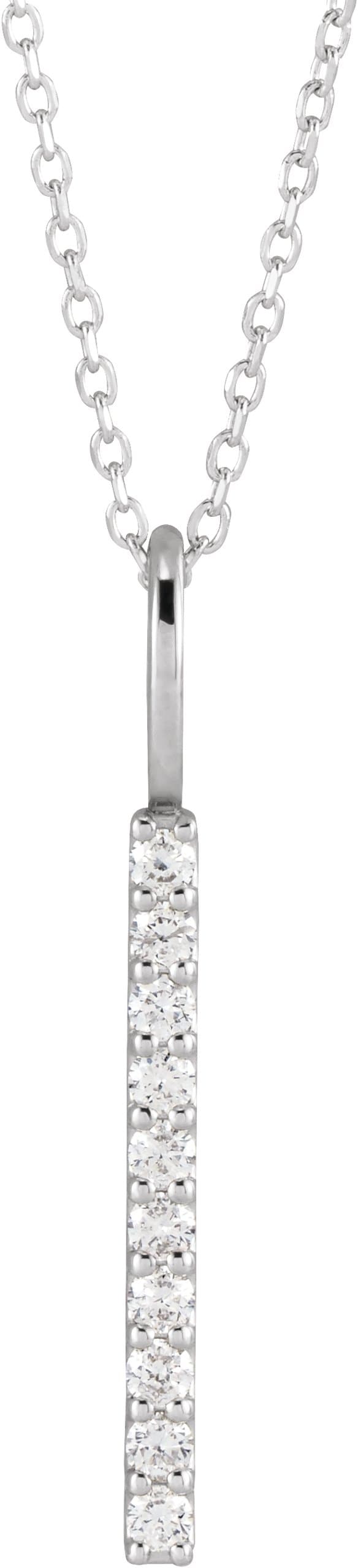 14K Rose 1/6 CTW Lab-Grown Diamond Vertical Bar 16-18 Necklace