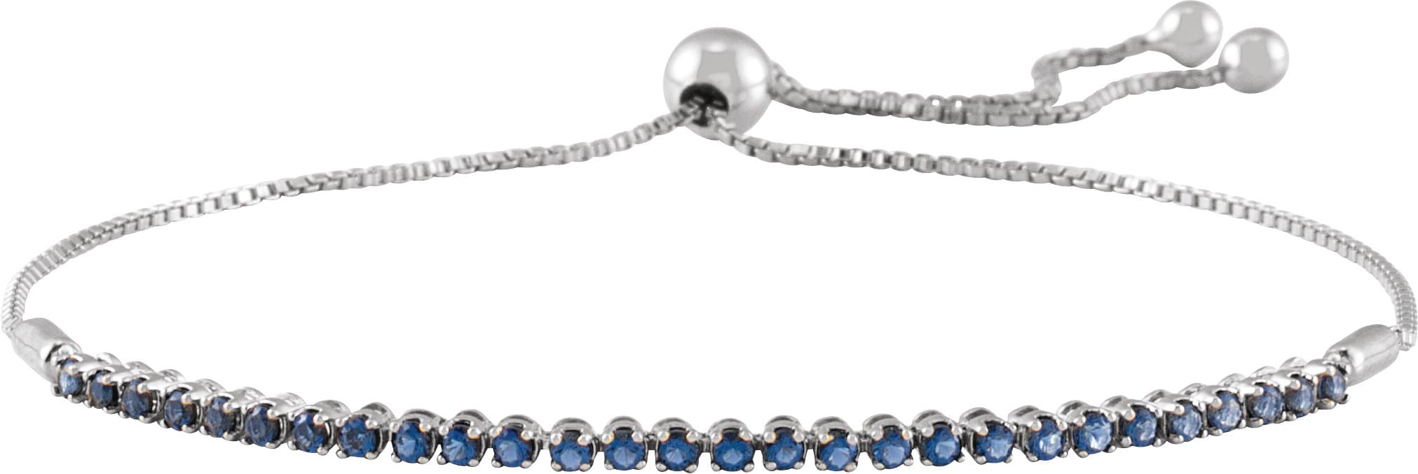 14K Rose Natural Blue Sapphire Adjustable 9 1/2" Bolo Bracelet
