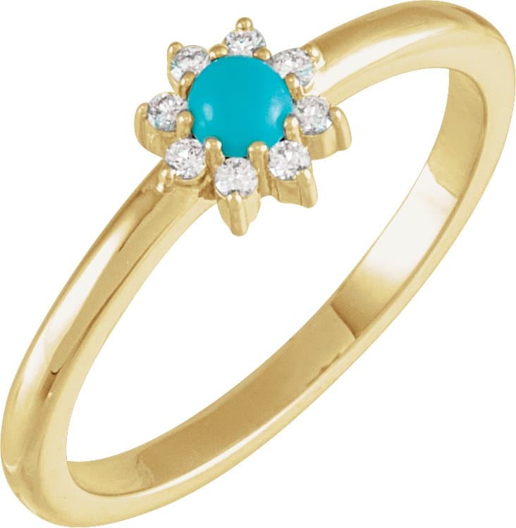 14K Rose 1/6 CTW Rose-Cut Natural Diamond & Faceted Natural Diamond Halo-Style Ring