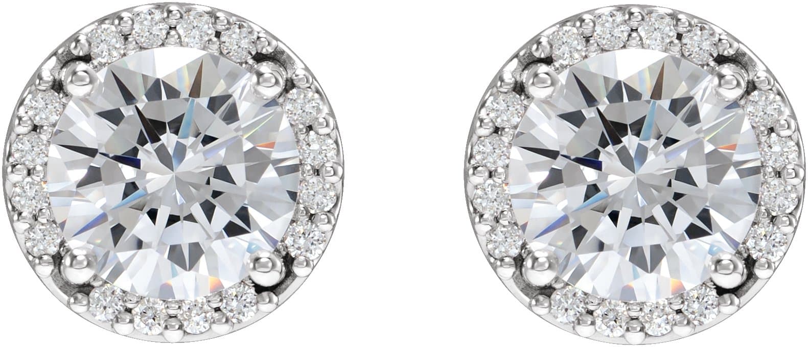Round Halo-Style Low Stud Earrings view 2
