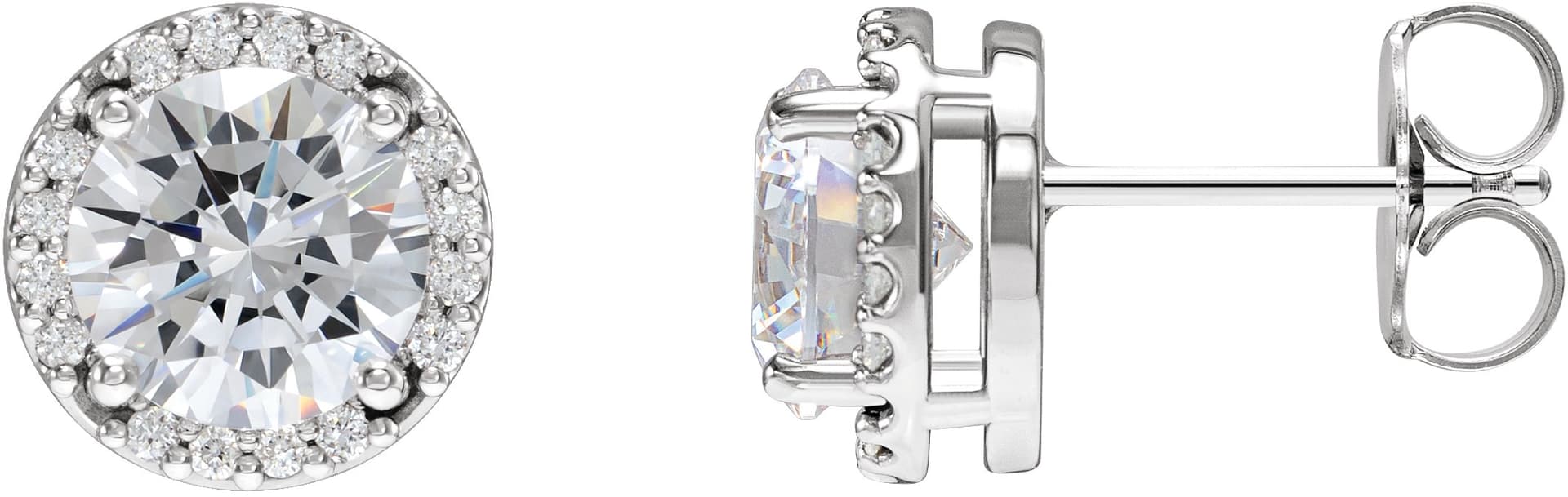 Platinum 1/2 CTW Natural Diamond Halo-Style Earrings