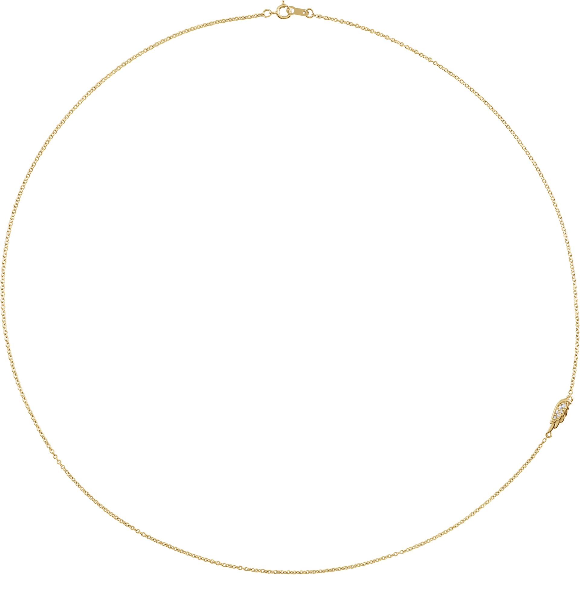14K White .015 CTW Natural Diamond Off-Center Angel Wing 18 Necklace