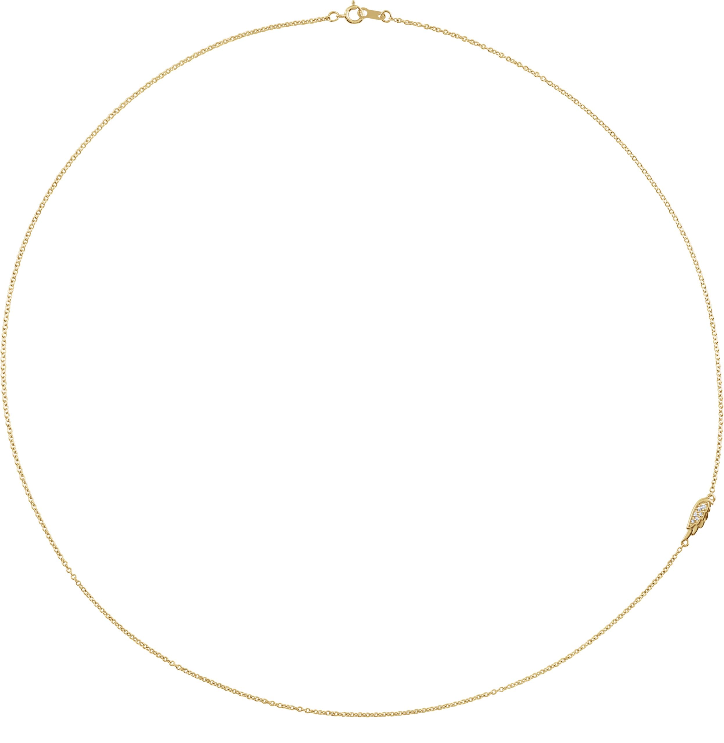 14K White .015 CTW Natural Diamond Off-Center Angel Wing 18 Necklace