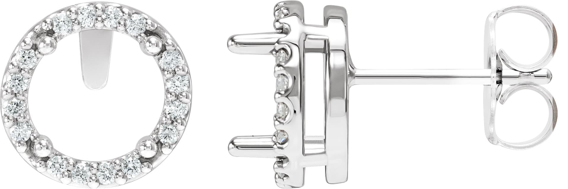 Round Halo-Style Low Stud Earrings view 1