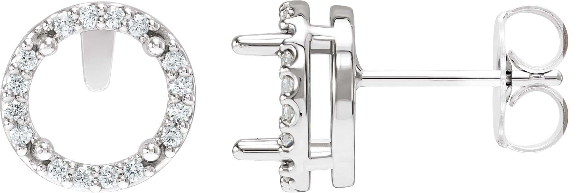 Round Halo-Style Low Stud Earrings view 1
