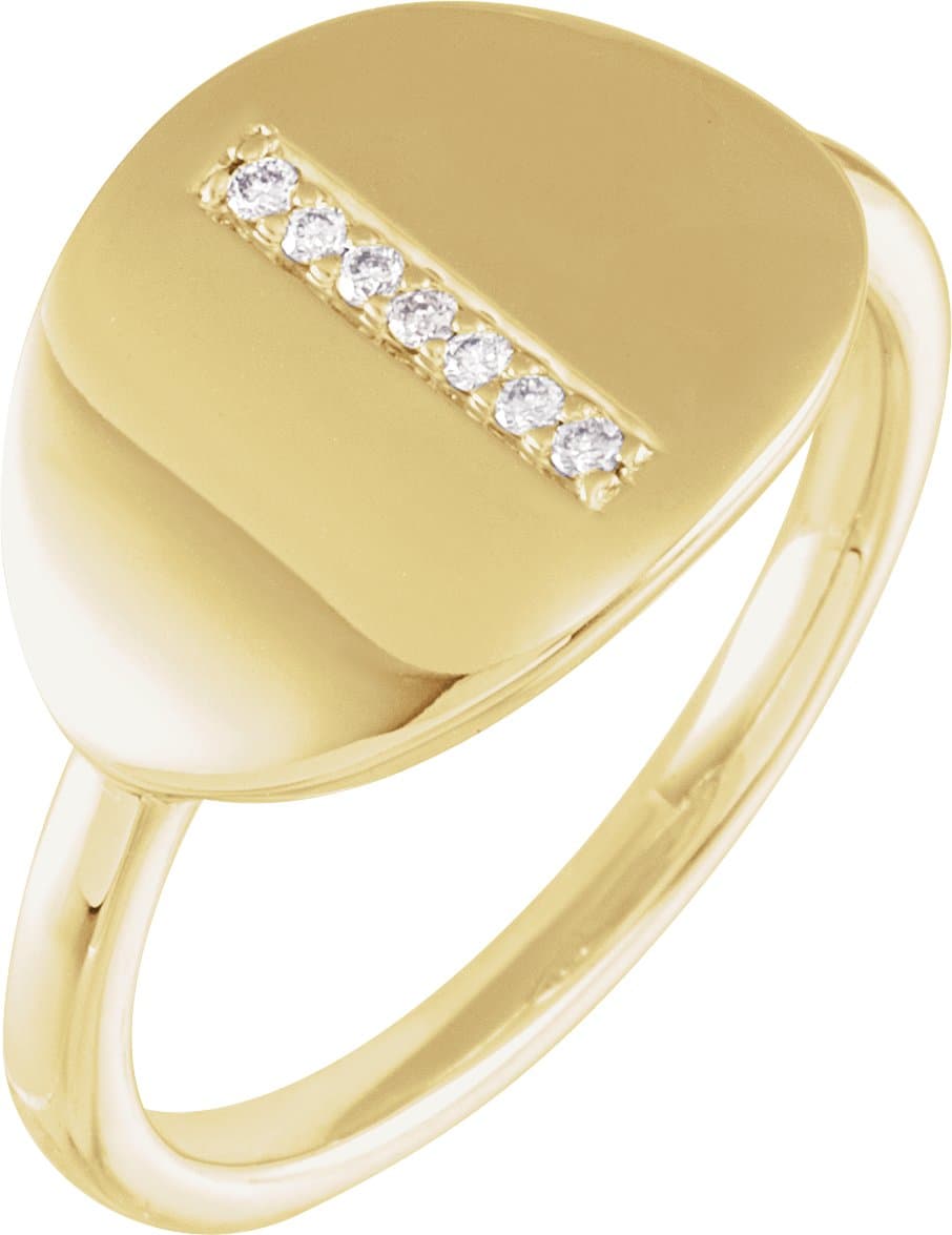 14K Rose .04 CTW Natural Diamond Initial I Signet Ring