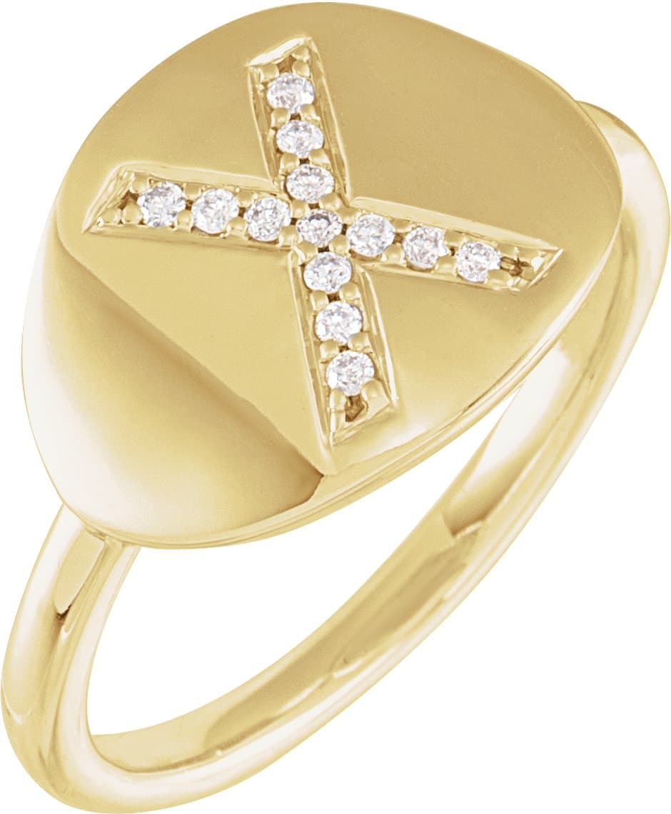 14K Rose Gold .04 CTW Natural Diamond Initial I Signet Ring