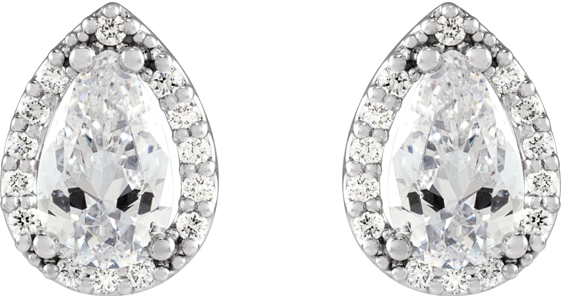 Pear 4-Prong Halo-Style Low Stud Earring view 2