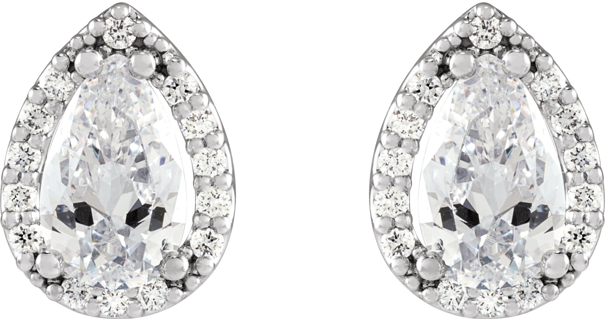 Pear 4-Prong Halo-Style Low Stud Earring view 2
