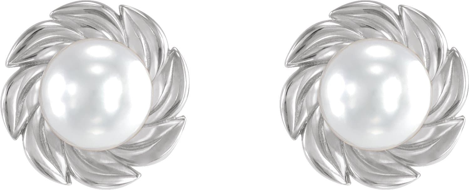 Pearl Leaf Earrings view 2
