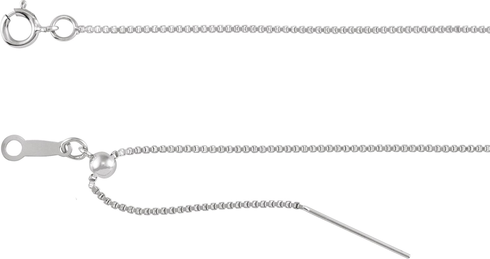 Rhodium-Plated Sterling Silver 1 mm Adjustable Threader Box 16-22 Chain