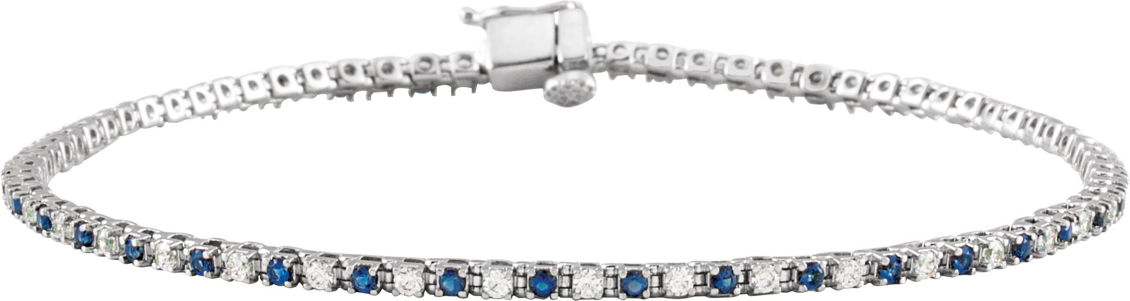 14K Rose Natural Blue Sapphire & 5/8 CTW Natural Diamond Line 7 1/4" Bracelet