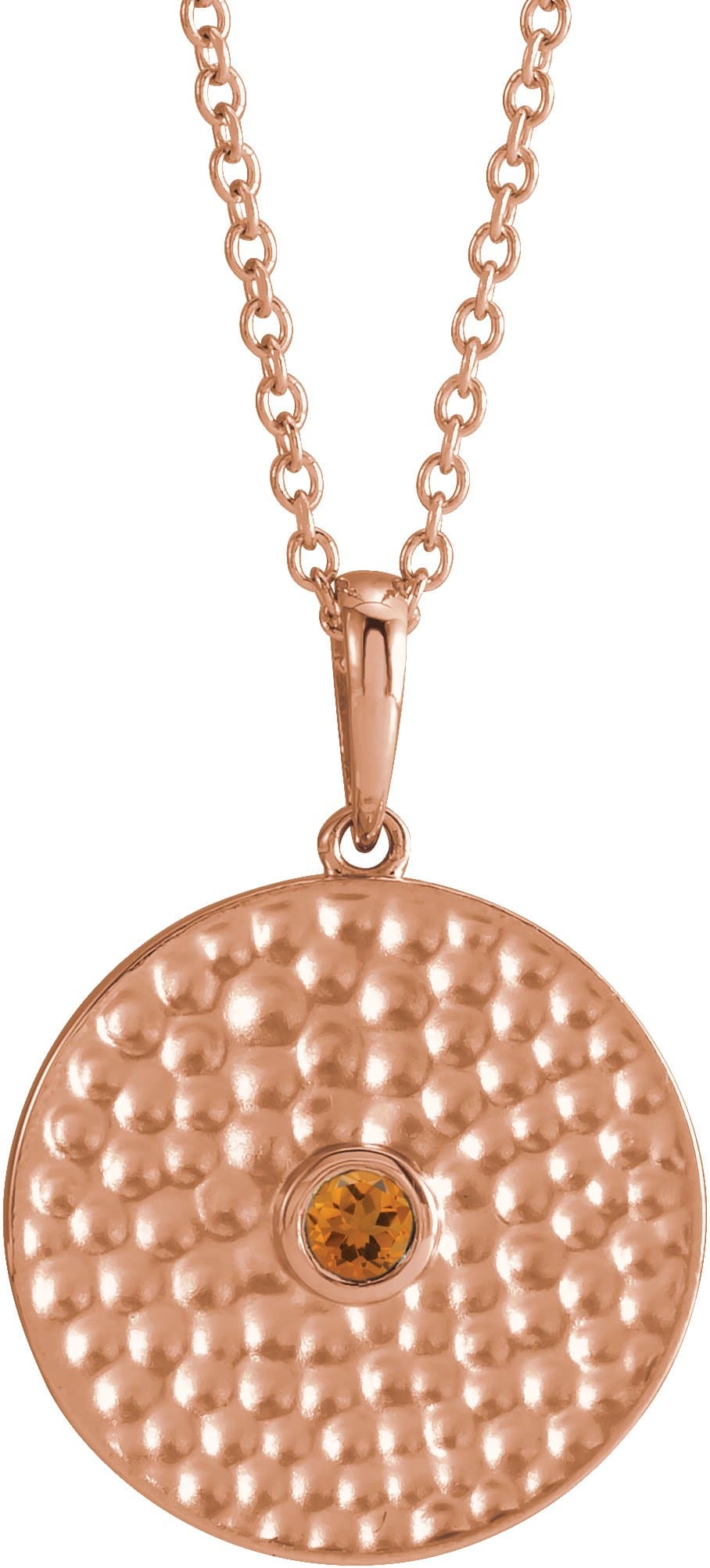 14K Rose Lab-Grown Ruby Beaded Disc 16-18 Necklace