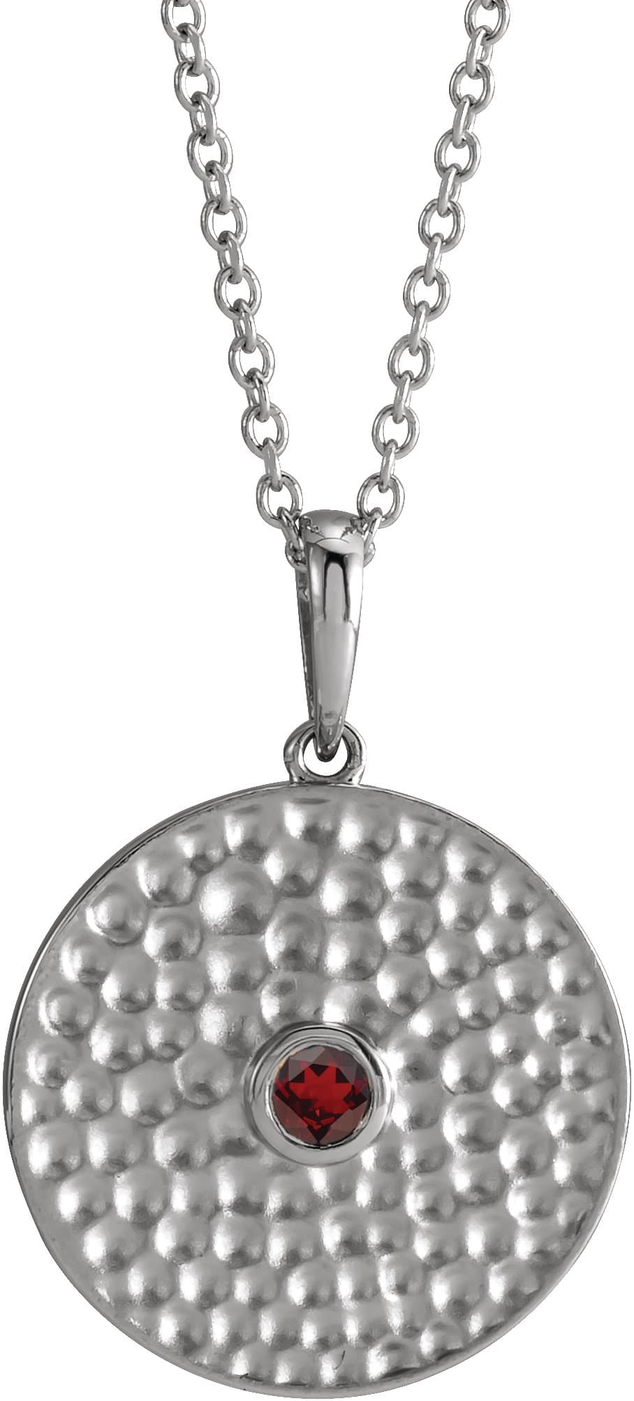 14K Rose Lab-Grown Ruby Beaded Disc 16-18 Necklace