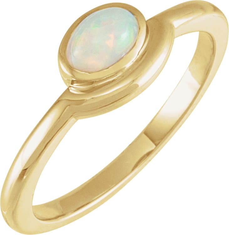 14K Rose Natural Black Onyx Bezel-Set Cabochon Ring