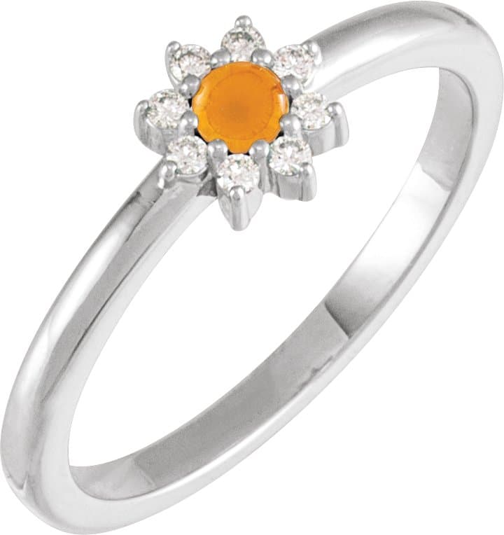 14K Rose 1/6 CTW Rose-Cut Natural Diamond & Faceted Natural Diamond Halo-Style Ring
