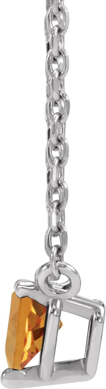 Natural Citrine Solitaire Necklace in Platinum, view 3