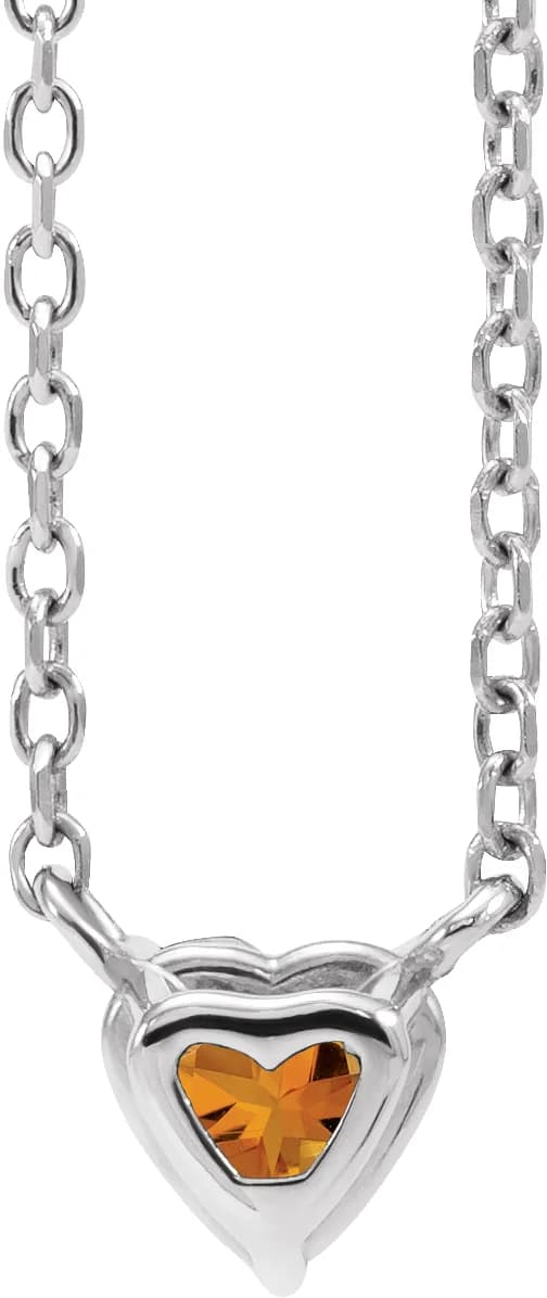 Natural Citrine Solitaire Necklace in Platinum, view 4