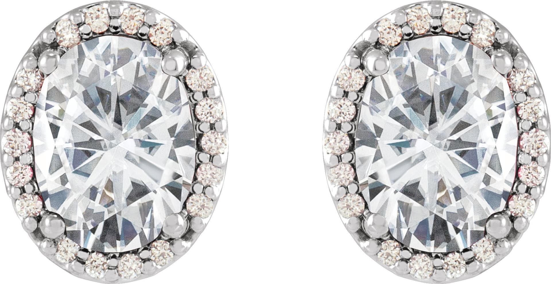 Oval 4-Prong Halo-Style Low Stud Earring view 2
