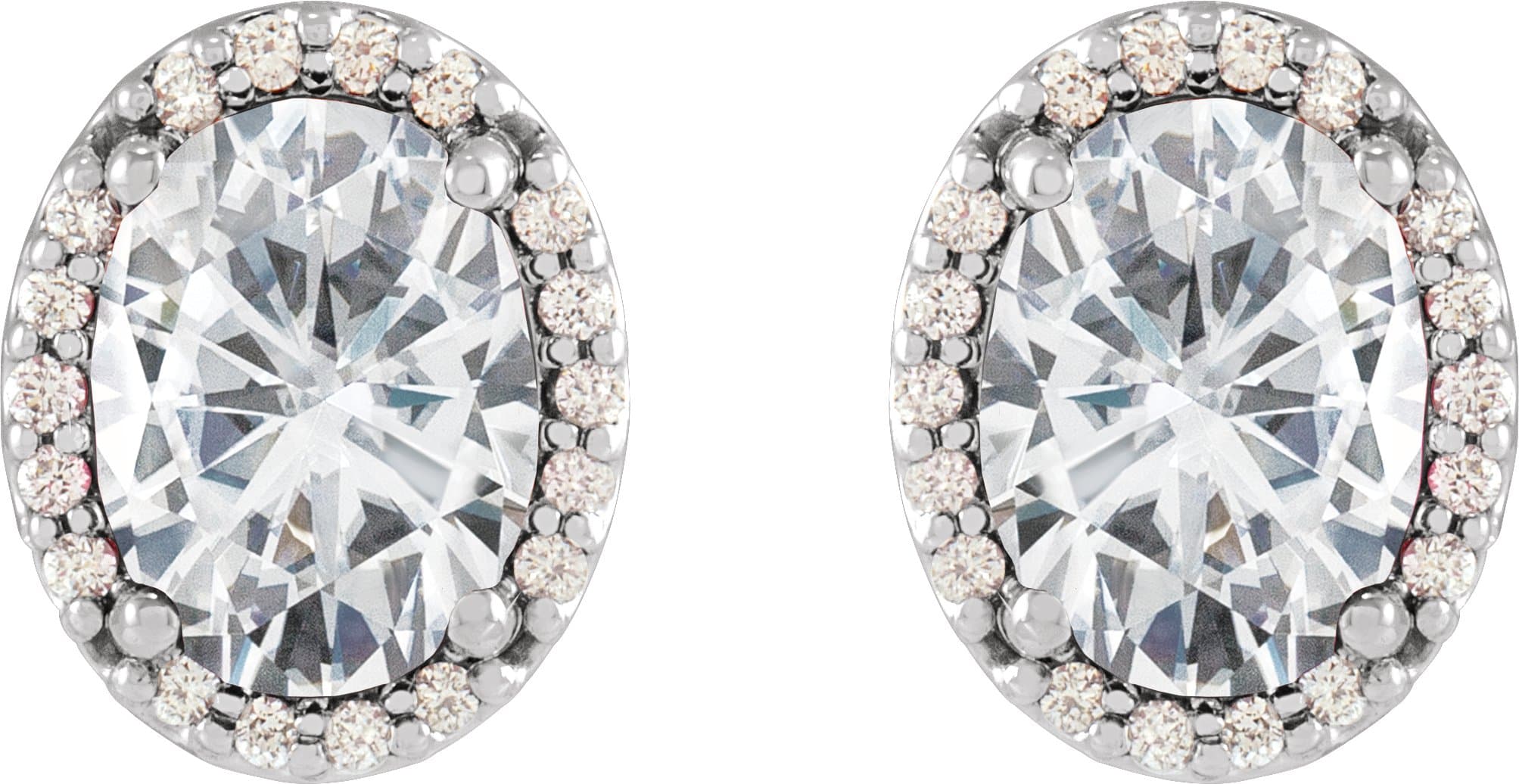 Oval 4-Prong Halo-Style Low Stud Earring view 2
