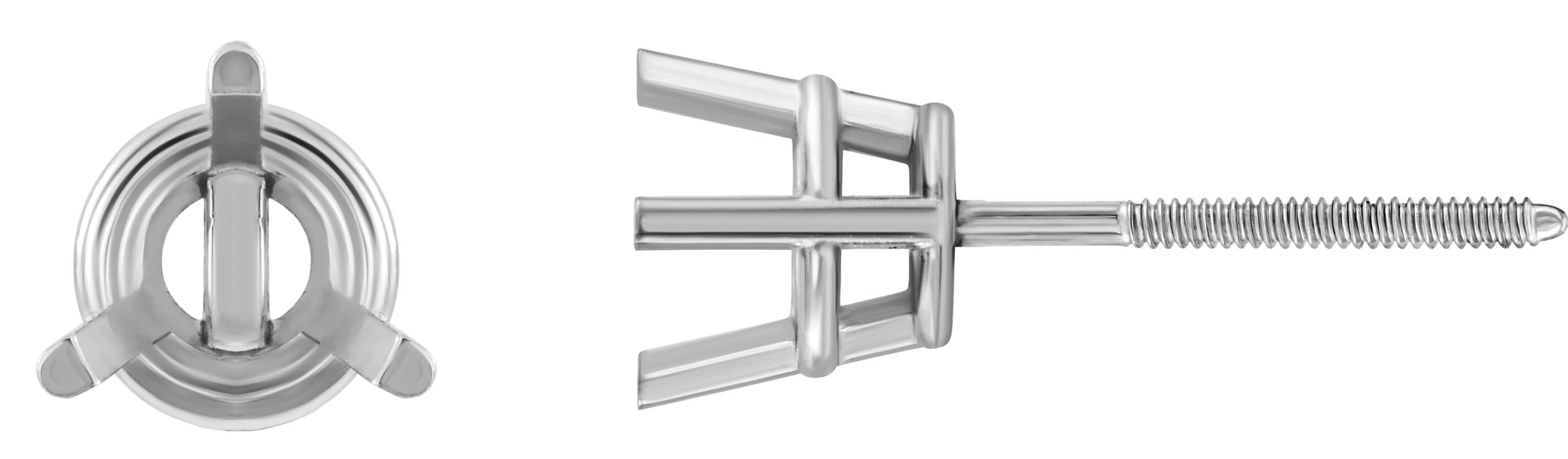 10K White Gold 3.5 mm Round 3-Prong Earring Mounting