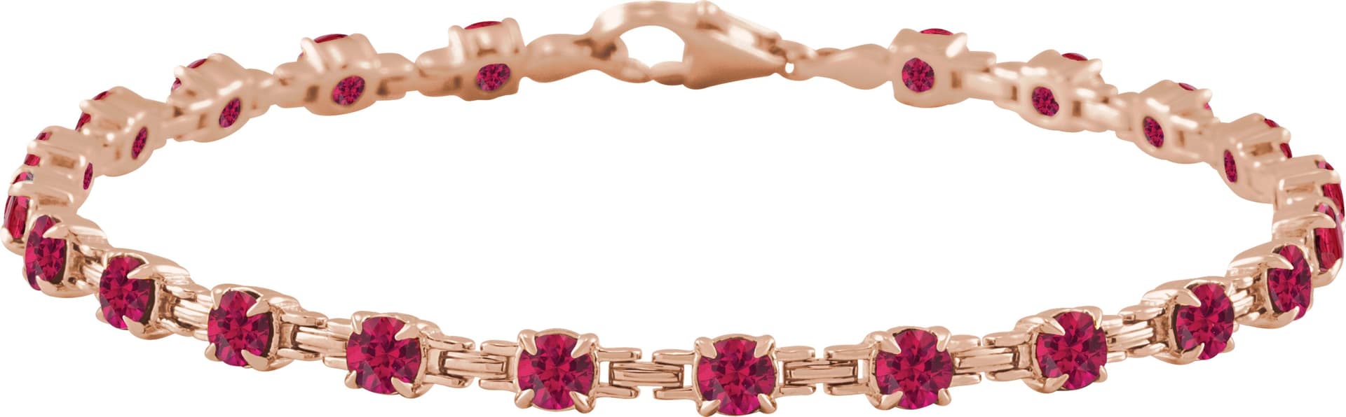 14K Rose Lab-Grown Blue Sapphire 7 1/4" Line Bracelet