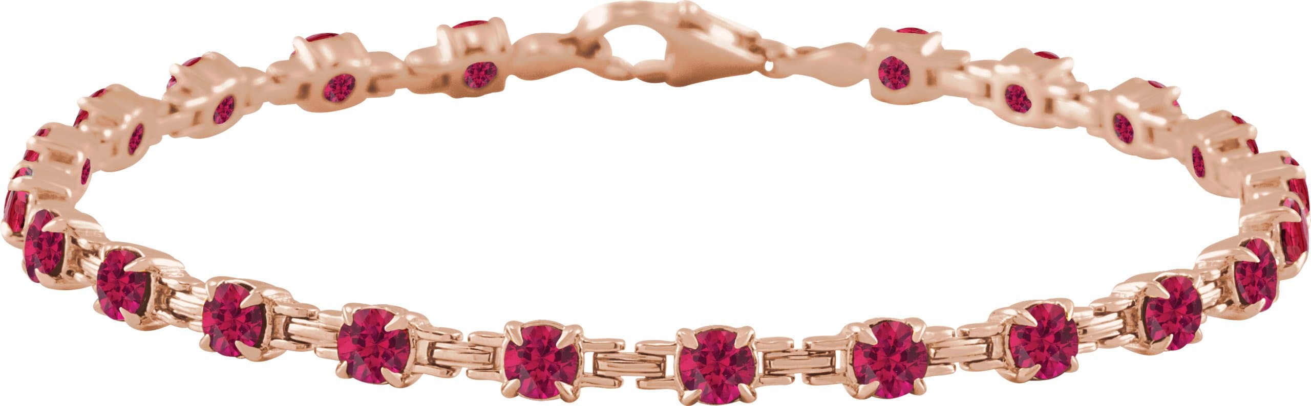 14K Rose Lab-Grown Blue Sapphire 7 1/4" Line Bracelet