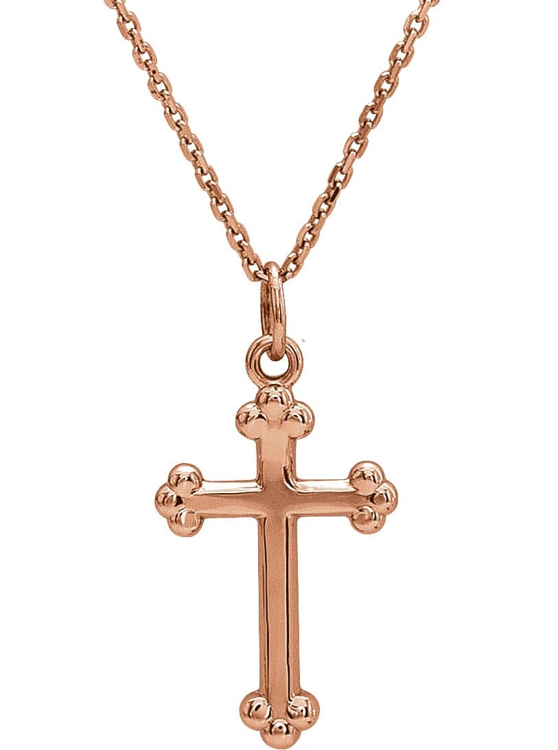 14K Rose Cross 18 Necklace