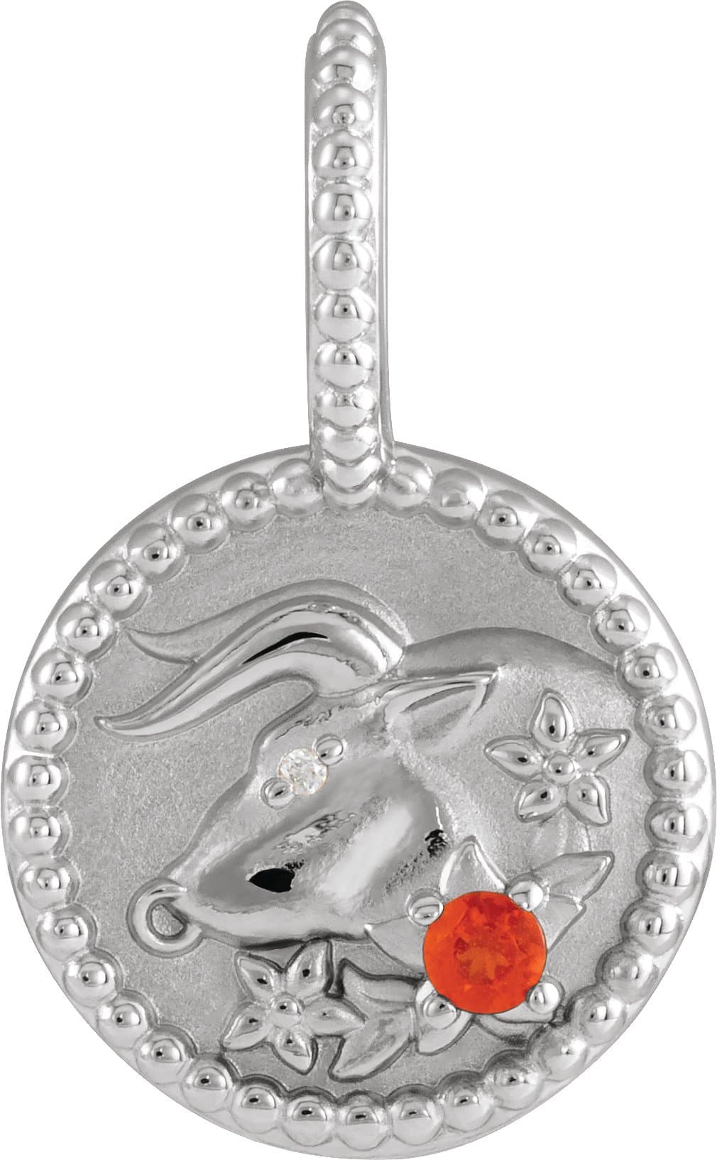 14K Rose Natural Mexican Fire Opal & .0025 CTW Natural Diamond Taurus Charm/Pendant