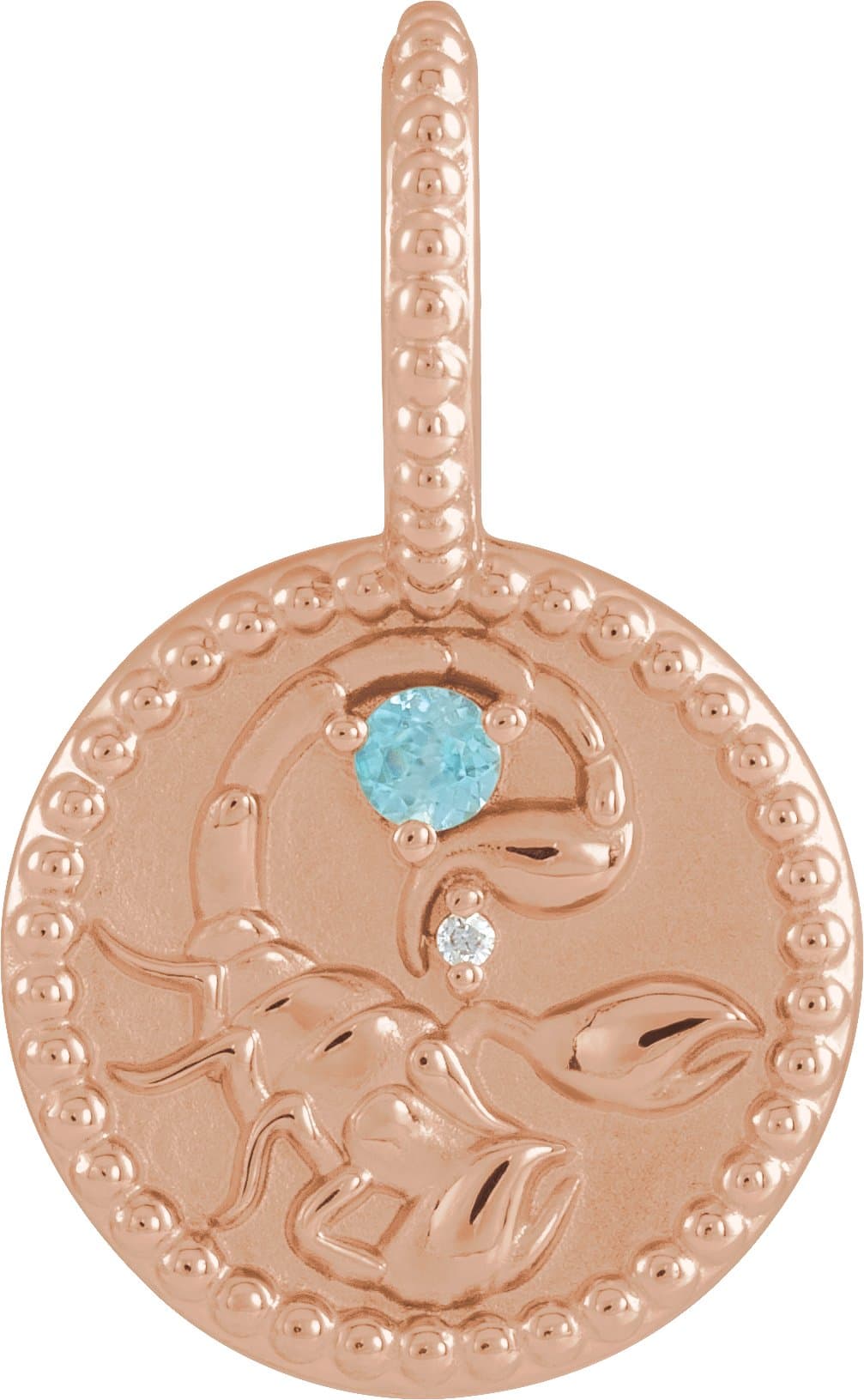 14K Rose Natural Amethyst & .005 CTW Natural Diamond Sagittarius Charm/Pendant