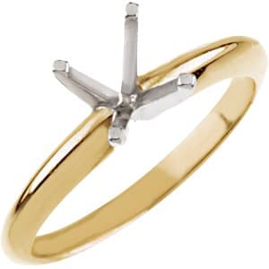 14K Yellow Gold & Platinum 4.0-4.4 mm Round Lightweight 4-Prong Solitaire Engagement Mounting