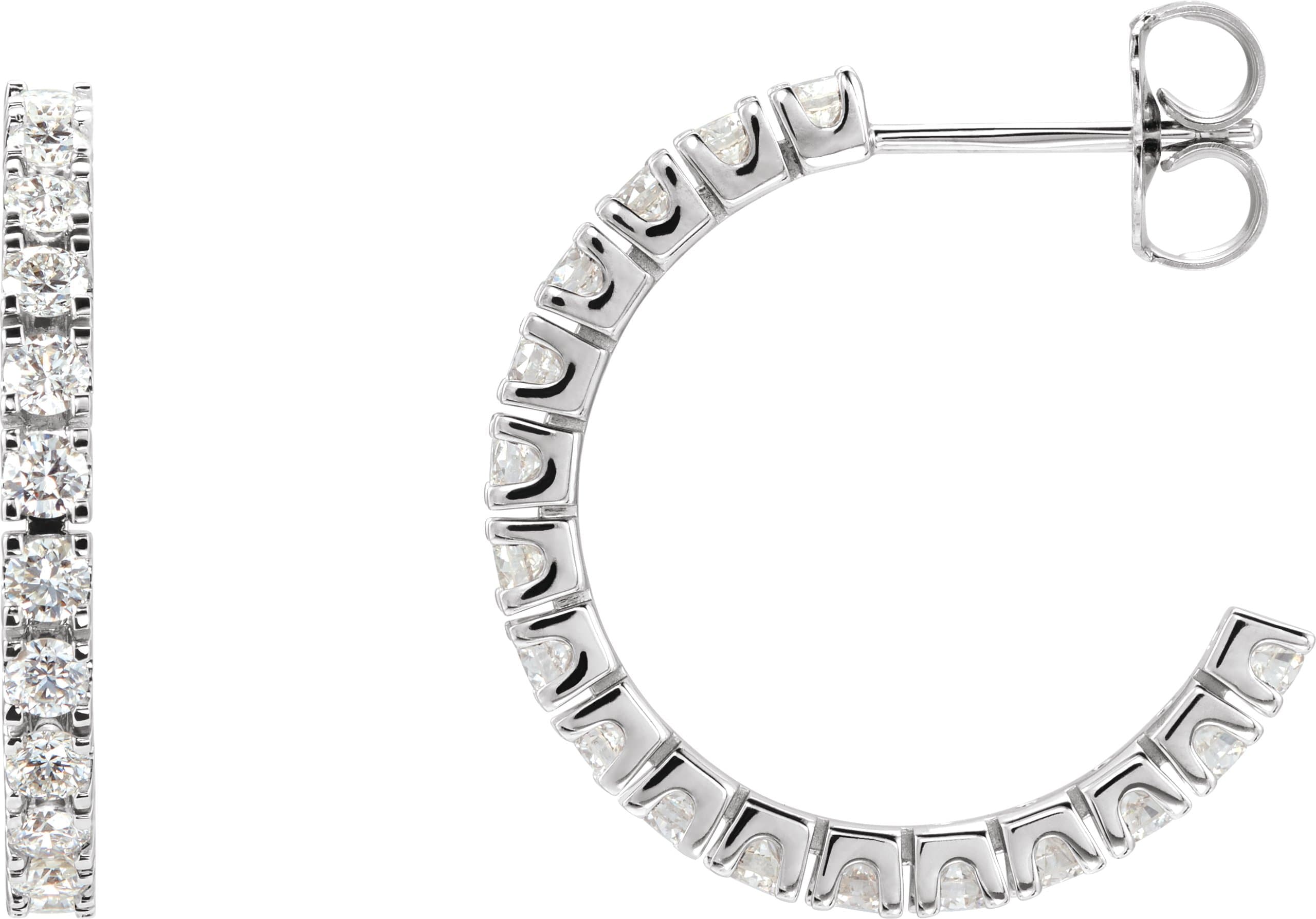 14K Rose Gold 1 CTW Natural Diamond 20.5 mm Hoop Earrings