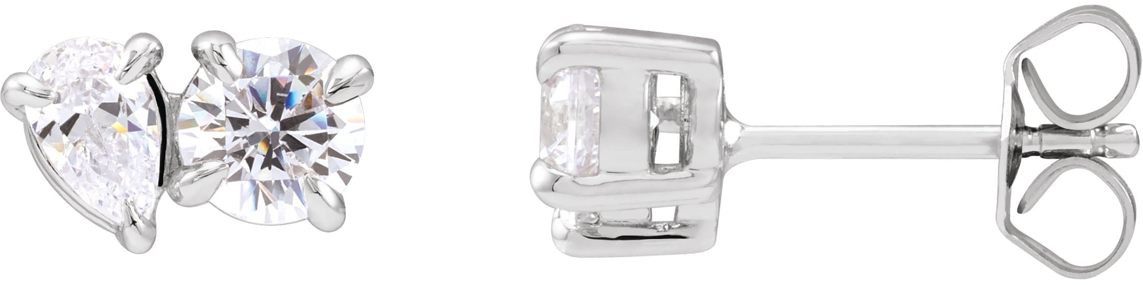 14K Rose 1 1/6 CTW Lab-Grown Diamond Two-Stone Stud Earrings