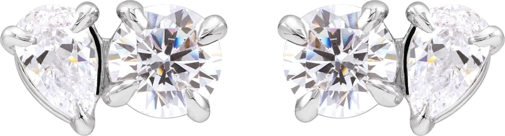Lab-Grown Diamond Two-Stone Stud Earrings, view 3