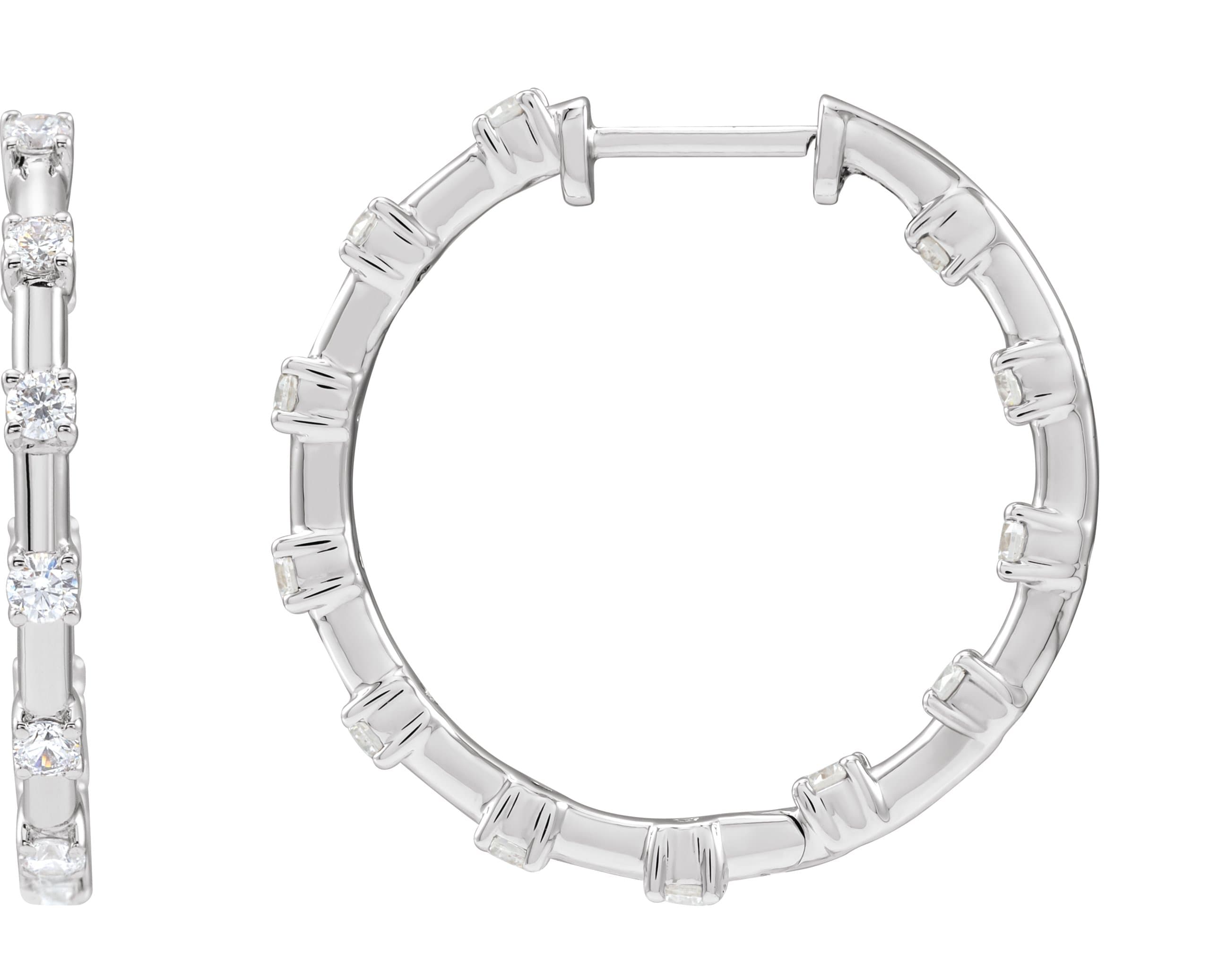 14K Rose 1 CTW Lab-Grown Diamond Inside-Outside 25.1 mm Hoop Earrings