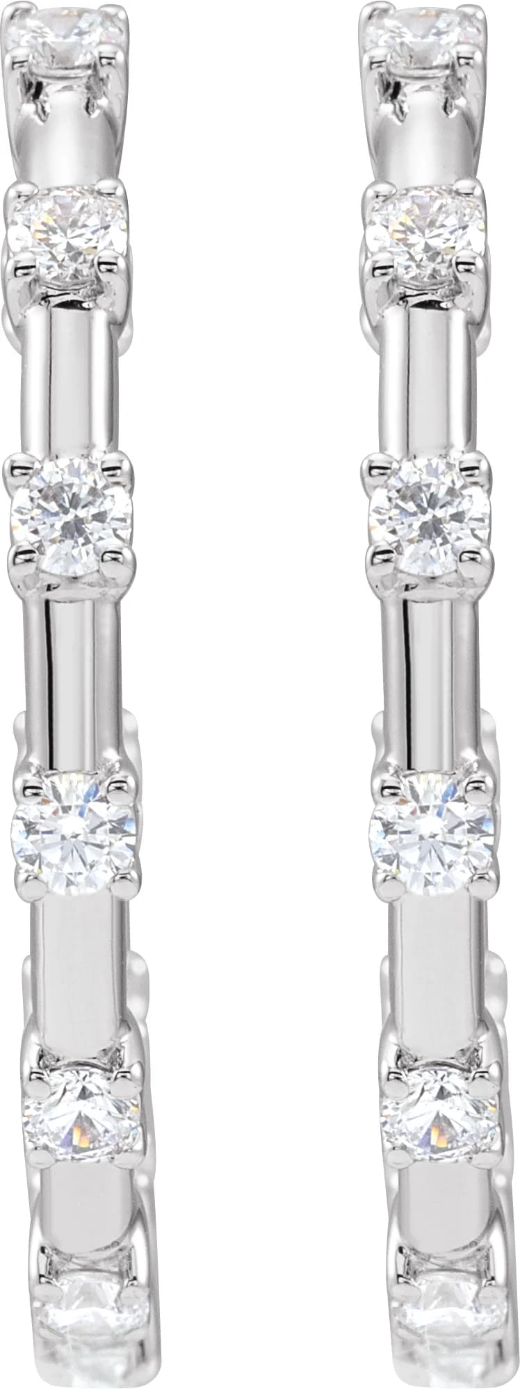 Lab-Grown Diamond Inside-Outside Hoop Earrings, view 4