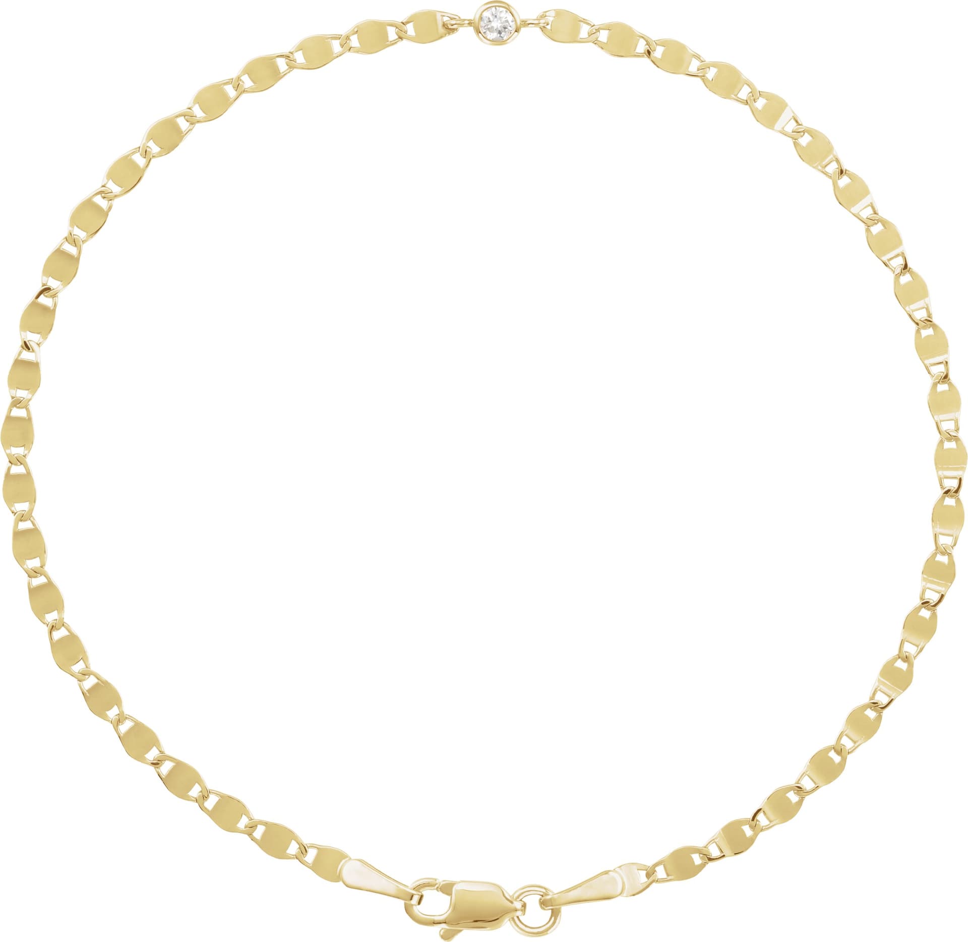 14K Yellow .06 CT Natural Black Diamond Bezel-Set Link 7 1/2" Bracelet