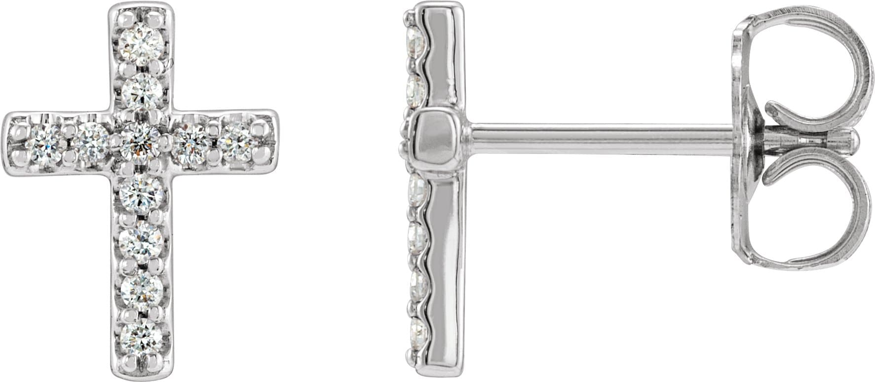14K Rose .025 CTW Natural Diamond Cross Single Earring