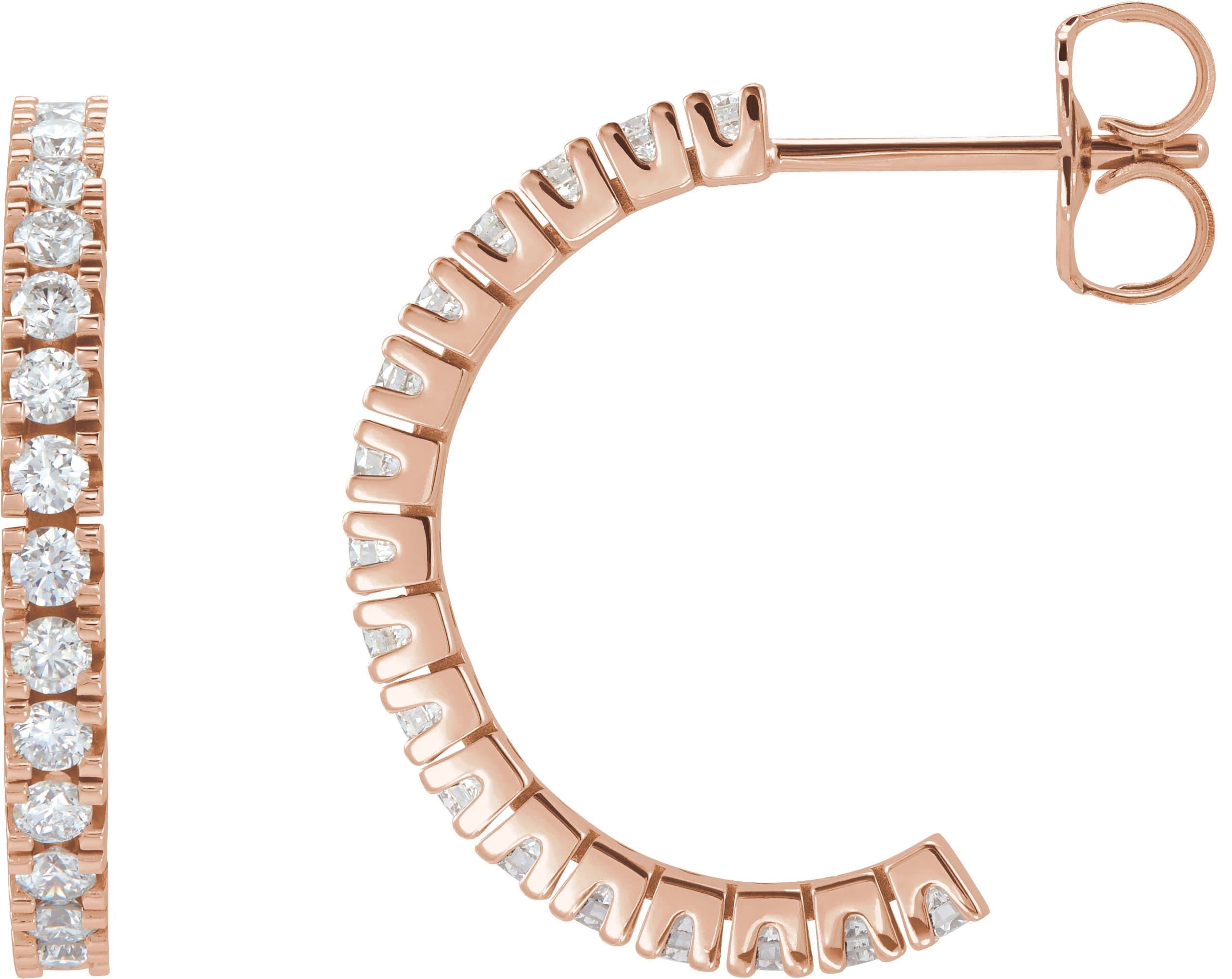 14K Rose 1 5/8 CTW Lab-Grown Diamond 24.7 mm Hoop Earrings