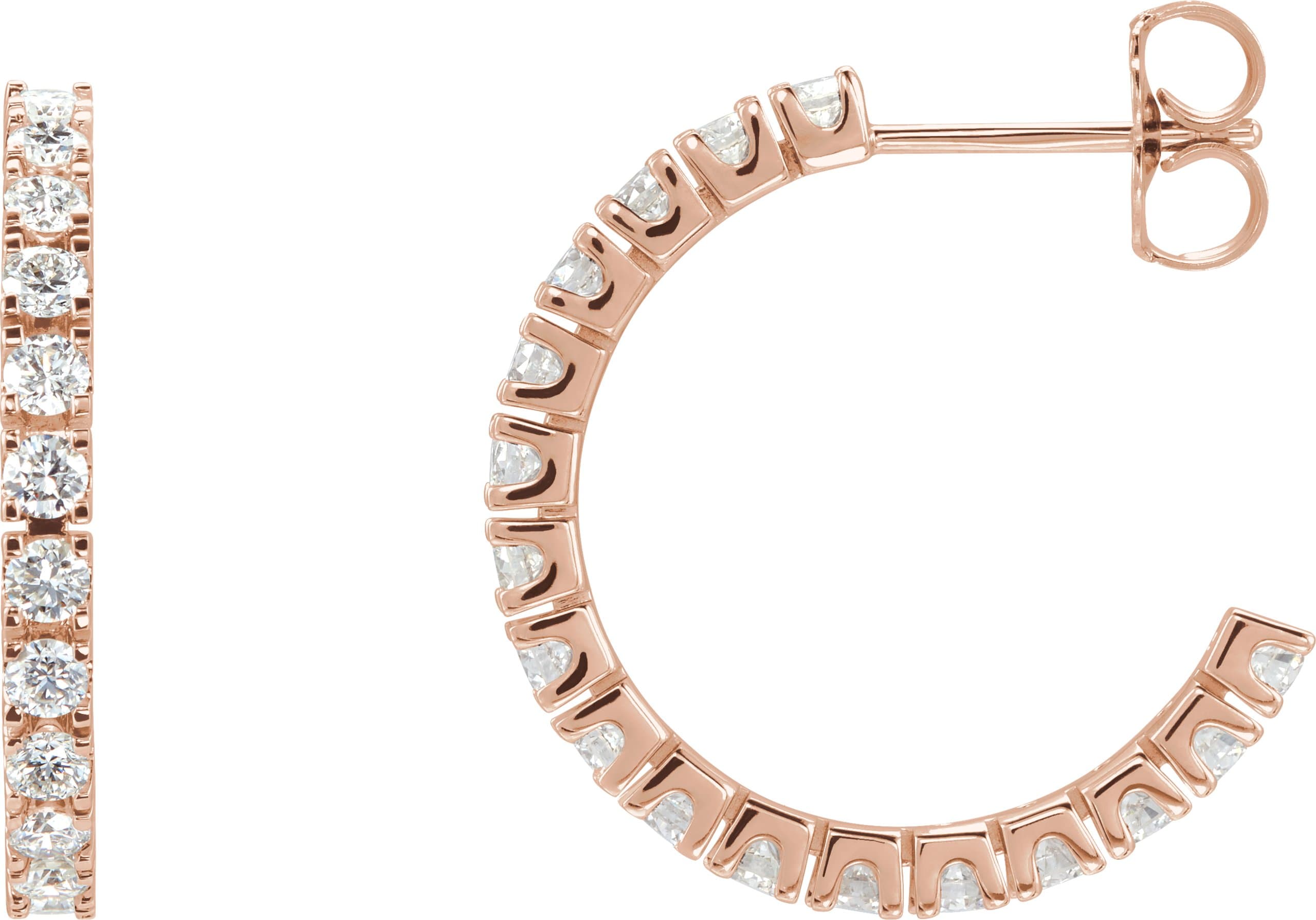 14K Rose Gold 1 CTW Natural Diamond 20.5 mm Hoop Earrings
