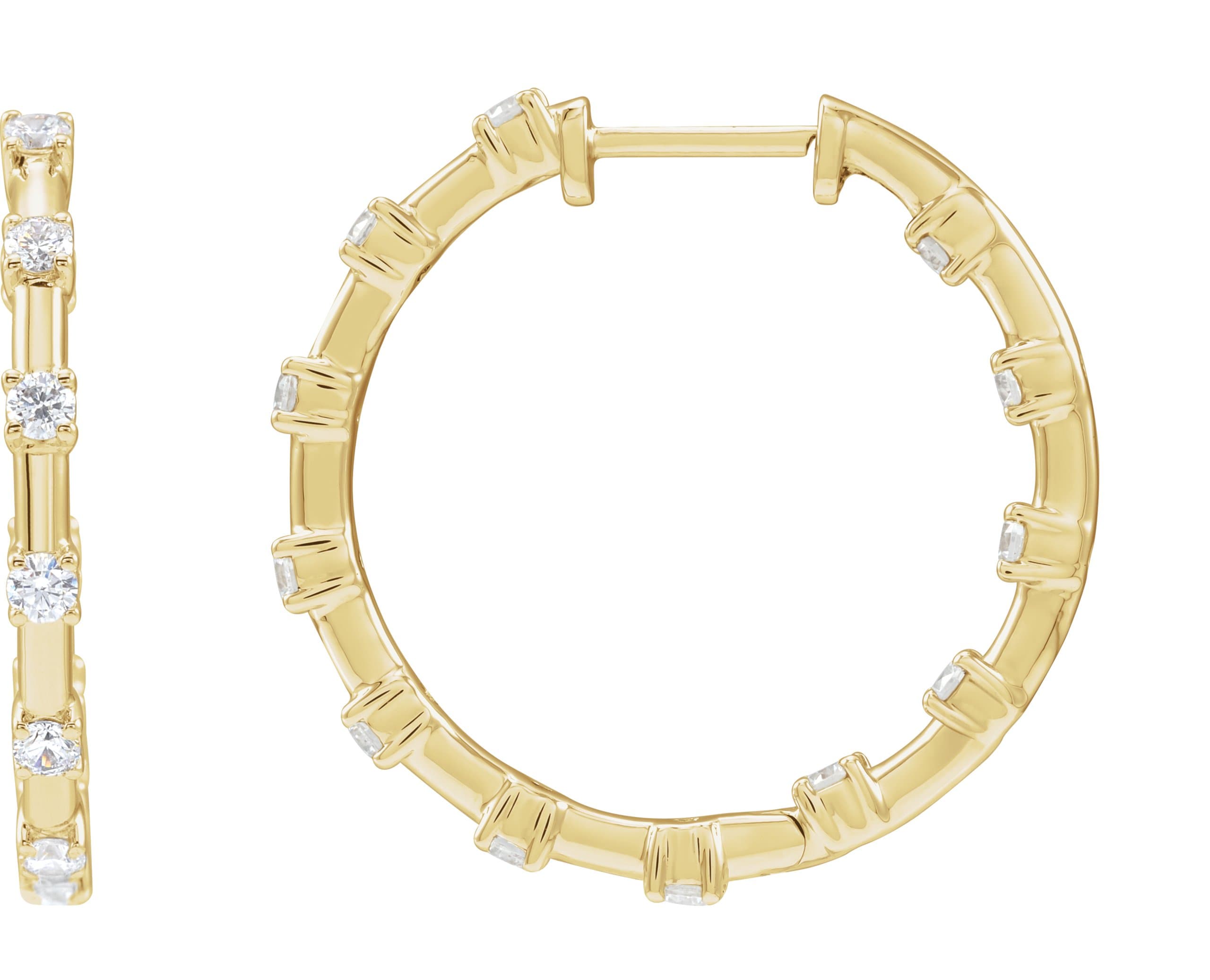 14K Rose 1 CTW Lab-Grown Diamond Inside-Outside 25.1 mm Hoop Earrings