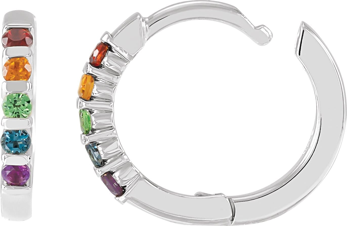 Rainbow Huggie Earrings view 2