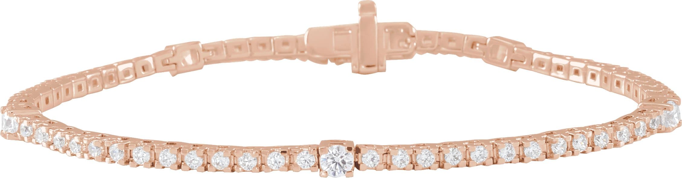 14K Rose 1 3/4 CTW Lab-Grown Diamond 7" Line Bracelet