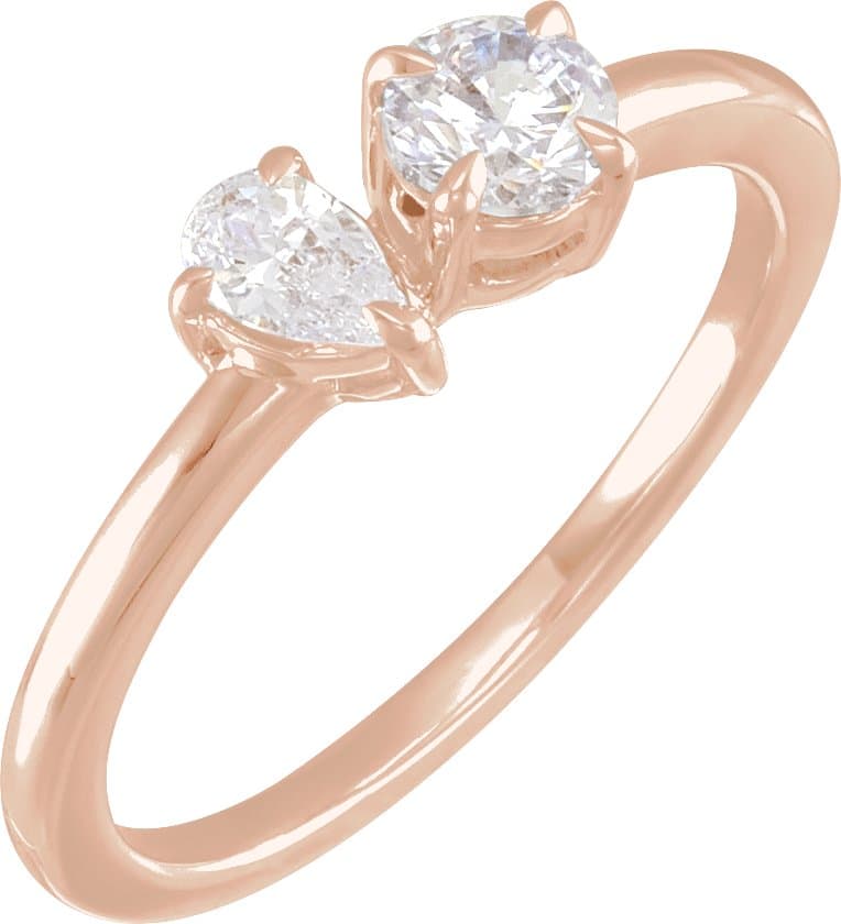 14K Rose 5/8 CTW Lab-Grown Diamond Two-Stone Ring