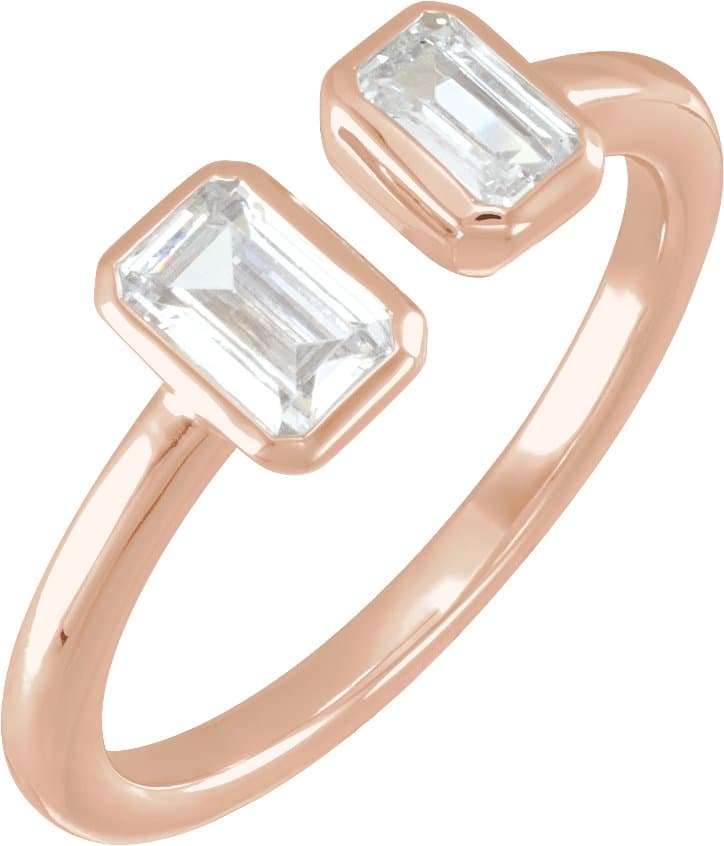 14K Rose 1 CTW Lab-Grown Diamond Two-Stone Ring