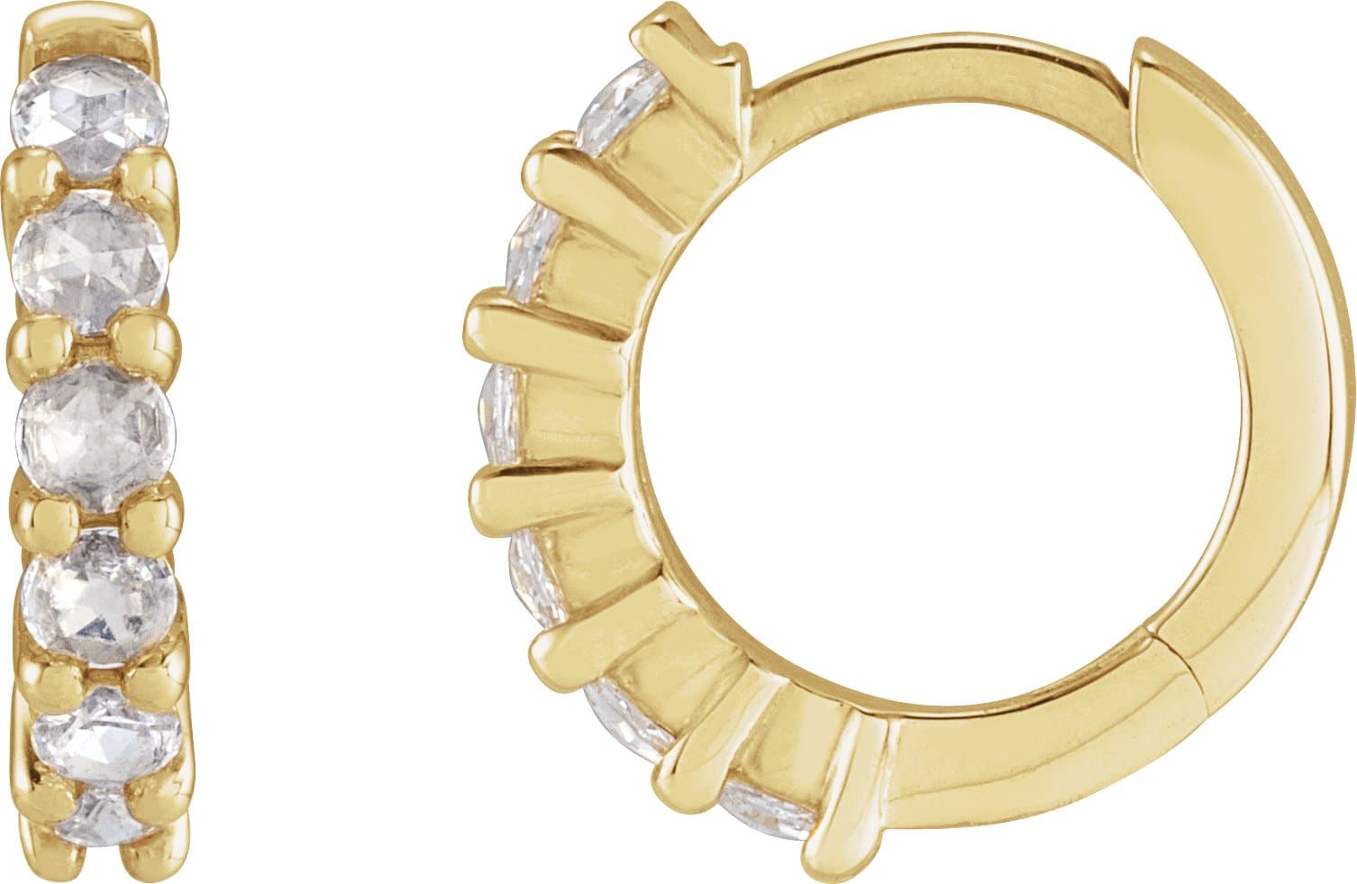 14K Yellow Gold 1/8 CTW Rose-Cut Natural Diamond 12.2 mm Hoop Earring
