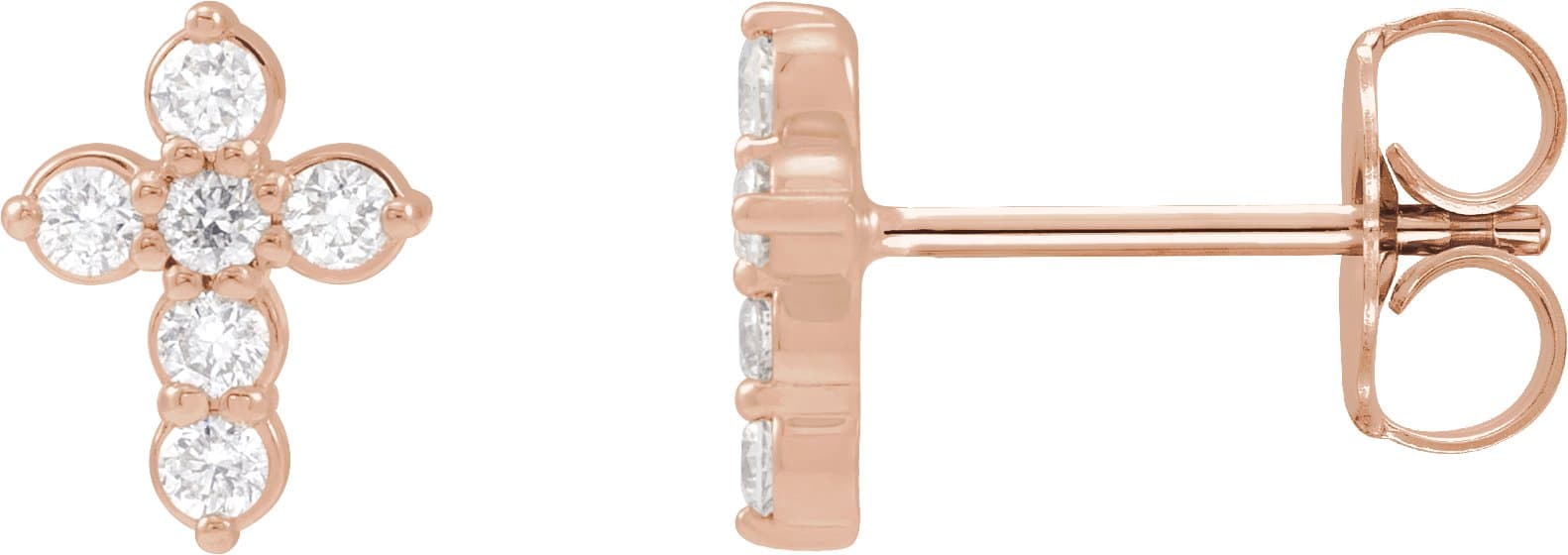 14K Rose 1/6 CTW Lab-Grown Diamond Cross Earrings