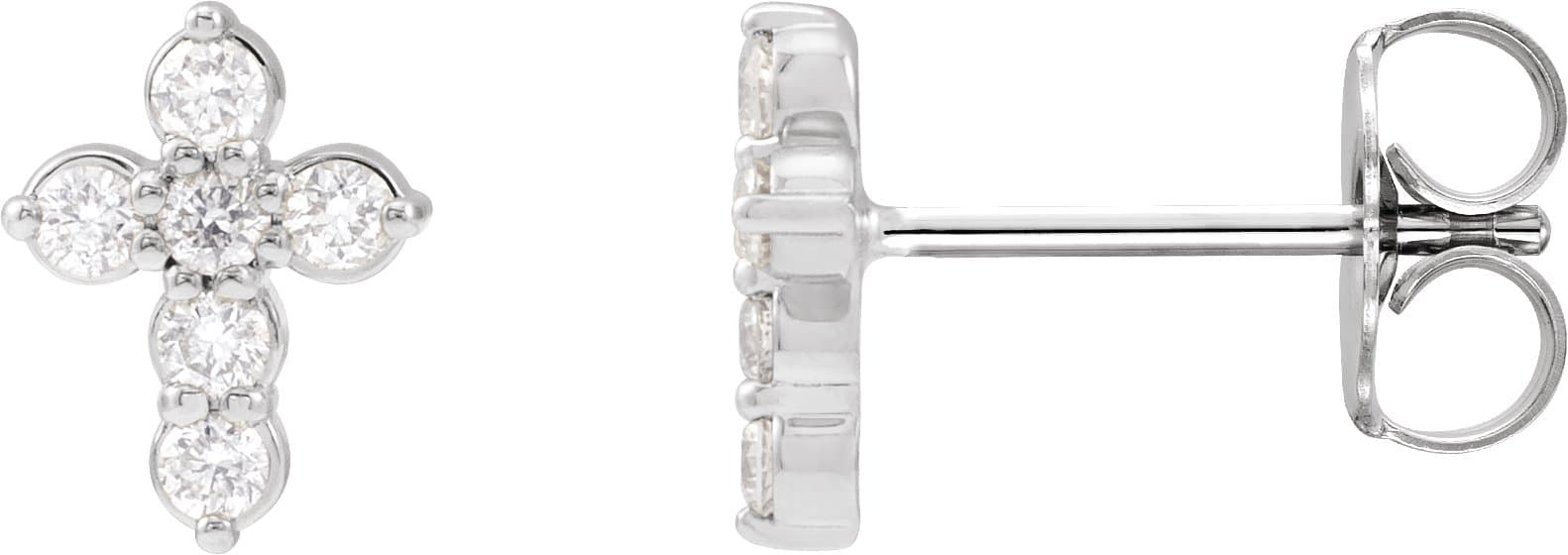 14K Rose 1/6 CTW Lab-Grown Diamond Cross Earrings