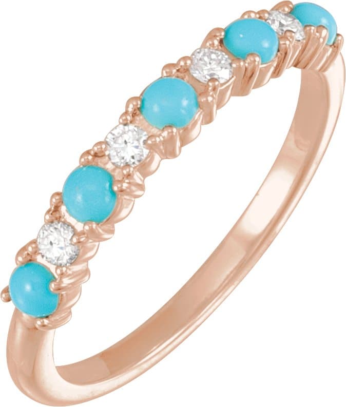 14K Rose Natural Rainbow Moonstone & 1/8 CTW Natural Diamond Ring