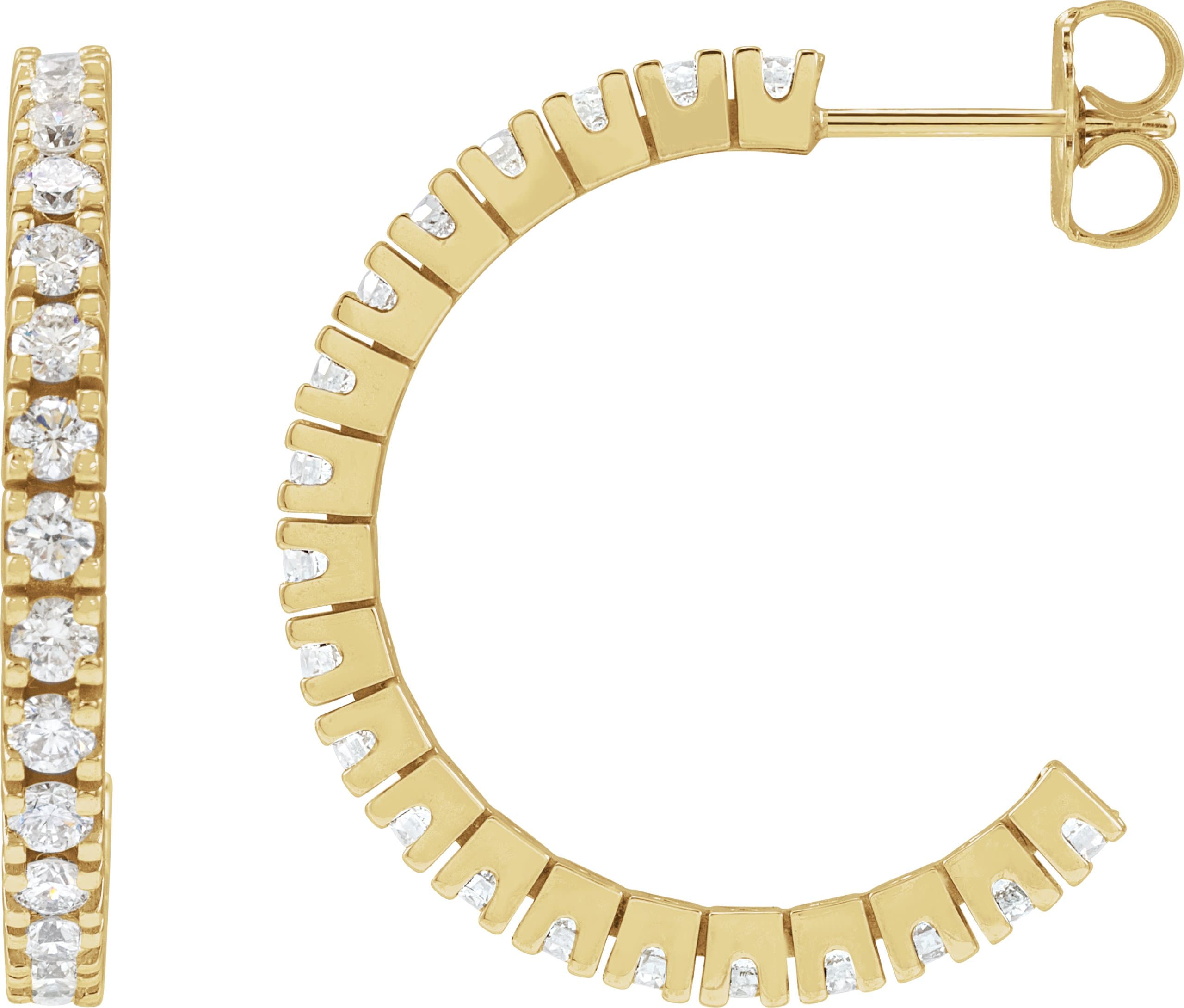 14K Rose 1 5/8 CTW Lab-Grown Diamond 24.7 mm Hoop Earrings